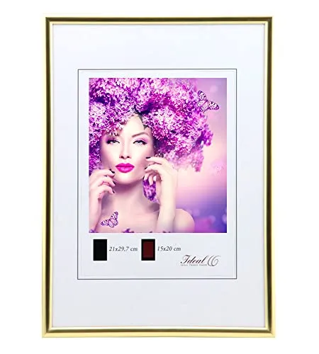 IDEAL TREND New Lifestyle Kunststoff Bilderrahmen Kunststoffrahmen Bildhalter Bildträger: Farbe: Gold | Format: 21x29,7 (DIN A4)