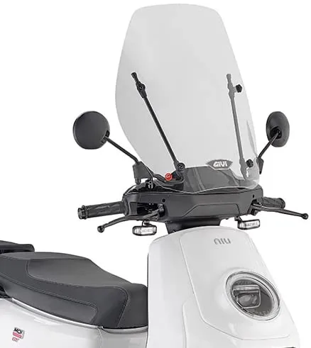 Givi Transparente Windschutzscheibe 54 x 49 cm (HxL) für NIU MQI GT 2021, durchsichtig, Glas, Motorrad, Front und Innen