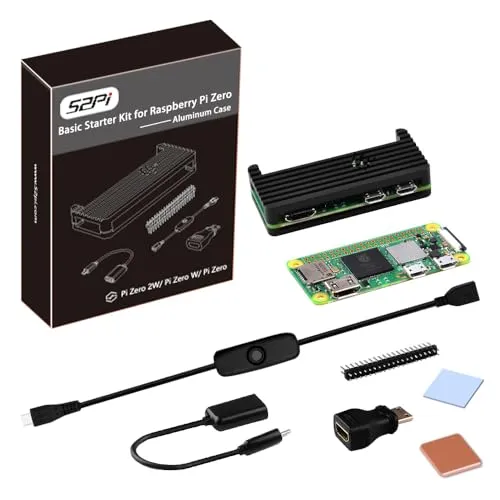GeeekPi Basic Starter Kit für Raspberry Pi Zero 2 W,mit Zero 2 W Aluminum Gehäuse, 20Pin GPIO Header, OTG Kabel, MicroUSB Schaltkabel,Kühlkörper, MicroUSB to OTG Kabel, HDMI Adapter für Zero 2 W