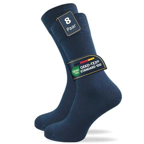 GAWILO Herren Socken aus 100% Baumwolle (8 Paar) | Bequeme Baumwollsocken ohne drückende Naht - Hochwertige Herren Socken aus 100% Baumwolle, ideal für empfindliche Füße. Die verstärkten Zonen an Ferse und Fußspitze garantieren Langlebigkeit. Pflegeleicht und waschbar bei 40 °C.
