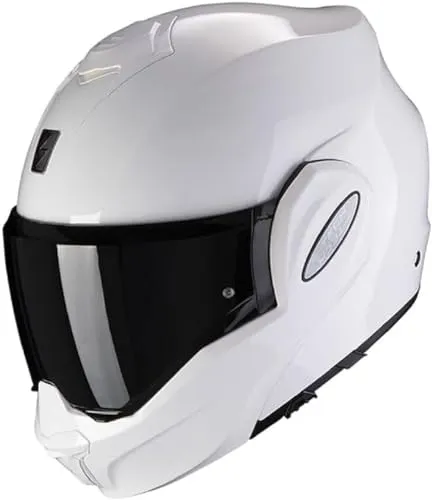 Scorpion EXO-Tech Evo Solid Modularhelm - Weiß - XL - Modularhelm für Motorradfahrer, Dual-Homologation als Integral- und Jet-Helm, Pinlock-vorbereitet für 100% beschlagfreie Sicht und integriertes Speedview™ Sonnenvisier.