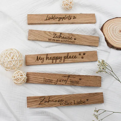 Stück Holzleisten Eiche je 22x8x160mm Bastelklötzchen mit Text 07 Zuhause 5