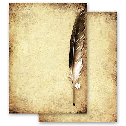 Blatt Briefpapier Antik & History FEDER AUF ALTEM PAPIER - DIN A4 Format - Paper-Media 20