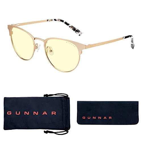Gunnar Gaming- und Computerbrille - Apex, Gold Marble, Amber Linsen - Blaulichtfilter Brille, Premium Blaufilter, UV-Schutz,