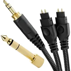 Ersatz-Audiokabel Draht Kompatibel mit Sennheiser HD580, HD600, HD650 Kopfhörer Ohrhörer - Schwarz