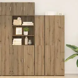 vidaXL Hochboard Eiche handwerklich – Rustikales Buffetmöbel - Kommode aus Holzwerkstoff mit rustikalem Design, cleverem Stauraum und robuster Bauweise – ideal für Esszimmer und besondere Anlässe.