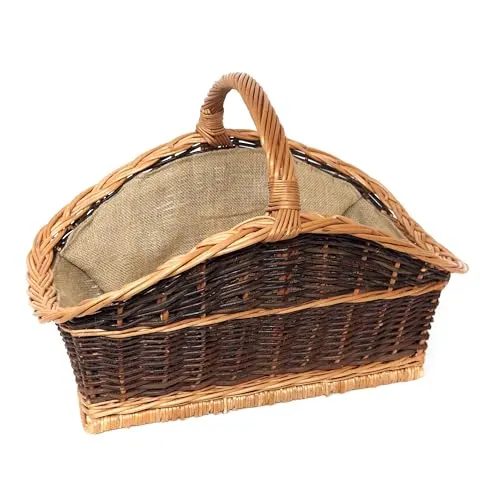 Tigana Kaminkorb Holzkorb aus Weide mit Jute - Art. 90280-S-DK - Aschesauger und stilvoller Kaminholzkorb aus geschälter Weide mit robustem Jute-Innenbezug, ideal für eine ordentliche Holzlagerung und ein elegantes Ambiente.