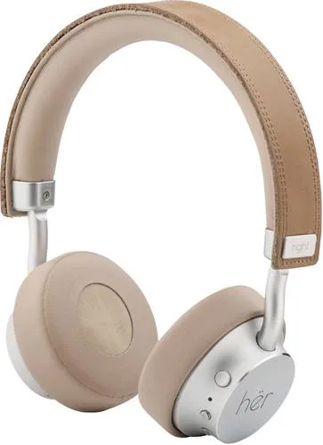 HER HF8 On Ear Headset Bluetooth, kabelgebunden Beige, Silber - Kopfhörer mit exzellentem Klang und hohem Tragekomfort, ideal für Musikliebhaber, die Freiheit und Stil schätzen. Flexibel und leicht für jede Gelegenheit.