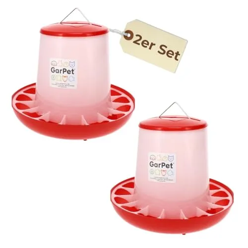 2er Set Futterautomat Hühner 10 Kg Futterspender Hühner Futtertrog Küken Hühnerfutter Automat Hühner Zubehör Geflügel Futternapf