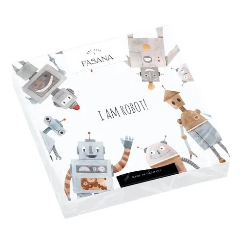 Servietten I am Robot Roboter Kinder Junge Kinderfest grau weiß Deko 33x33cm 20