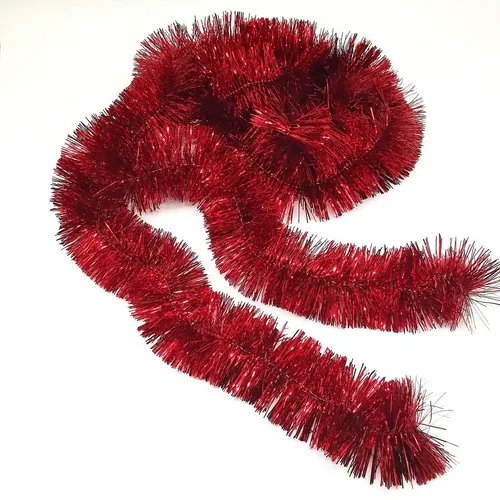 Girlande, Lametta-Girlande rot glänzend Ø 7,5cm / 270cm Weihnachtsschmuck
