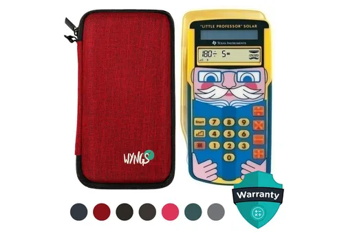 Texas Instruments TI-Little Professor Taschenrechner mit WYNGS Schutztasche - Interaktiver Taschenrechner für Schüler, spielerisches Lernen der Grundrechenarten, inkl. robuster Schutztasche für optimalen Schutz.