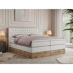 MKS MEBLE King Boxspringbett 180x200 mit Bettkasten - Elegantes Polsterbett 180x200 mit 7-Zonen Taschenfederkern-Matratze H4, bietet praktischen Stauraum und höchsten Schlafkomfort durch integrierten Topper.