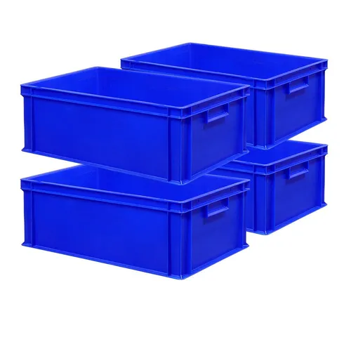 BRB-Lagertechnik Aufbewahrungsbox 4 Eurobehälter mit 2 Griffleisten, LxBxH 600x400x220 mm, Ideale Lager- und Transportbehälter für Industrie und Handwerk
