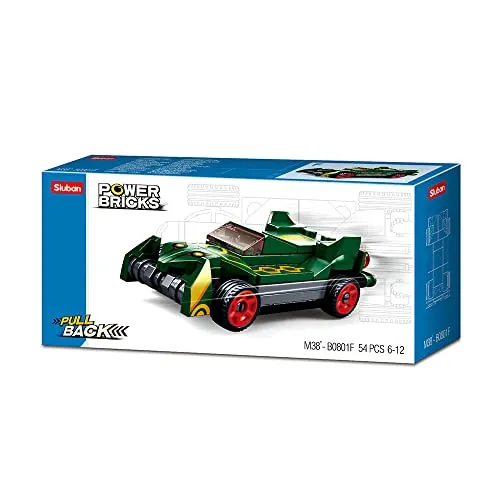 Sluban Klemmbausteine SL07180, Pullback Auto Drifter (54 Teile) M38-B0801F, Spielset, Klemmbausteine, Rennauto, ohne Spielfigur, Car Club Bunt