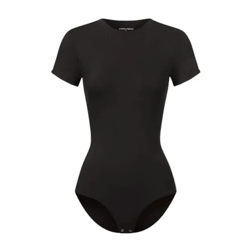 creamy fabrics Damen Figurformender Shapewear T-Shirt Bodysuit – Nahtloser Body mit Crew Neck für perfekten Sitz - Der nahtlose T-Shirt Bodysuit bietet eine elegante Silhouette und gezielte Bauch- und Taillenkontrolle. Komfortable Passform und praktischer Druckknopfverschluss erleichtern das An- und Ausziehen. Ideal für den Alltag oder besondere Anlässe.