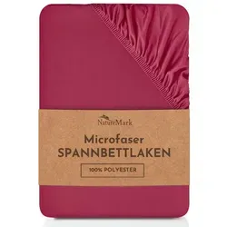 NatureMark Spannbettlaken Mikrofaser Spannbetttuch, Polyester, Gummizug: rundum, viele Größen und Farben Markenware, 140x200cm, Bordeaux rot lila|rot 140 cm x 200 cm