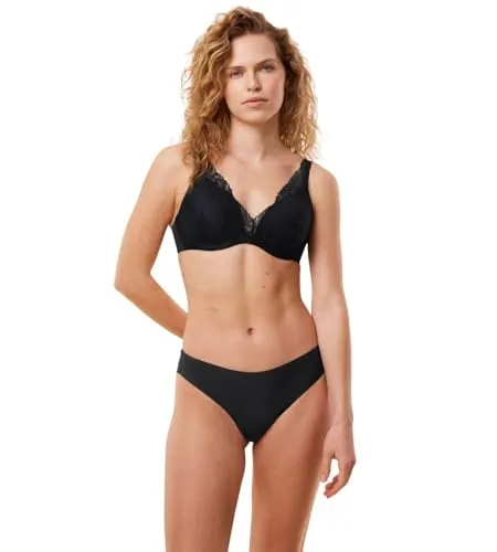 Triumph Body Make-Up Illusion Lace WP BH Damen, Schwarz, 90C - Funktionsunterwäsche: Gepolsterter Bügel-BH mit tiefem Dekolleté und flexibler Schaumstoffschale für perfekten Sitz und anpassbare Hebung.