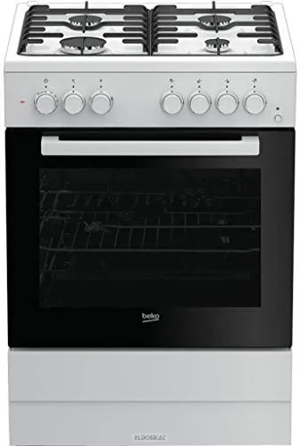 BEKO FSST62110DW Küche weiß freistehend - Herdset mit Gasherd und elektrischem Ofen, kompakte Abmessungen von 60 x 60 cm, ideal für kleine Küchen und effizientes Kochen.