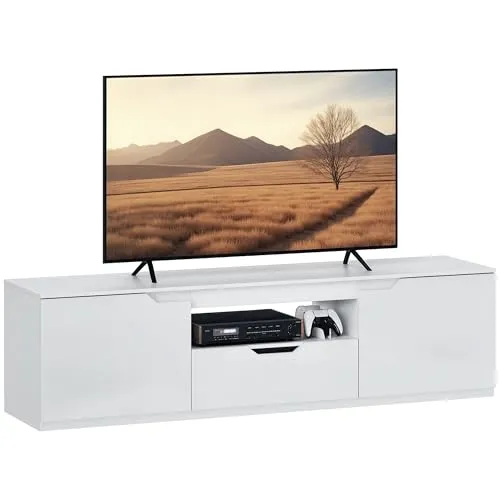 HOMCOM TV Schrank Lowboard 160 cm für Fernseher bis 65 Zoll - Stilvolles TV-Lowboard mit Kabelmanagement, ideal für große Fernseher bis 65