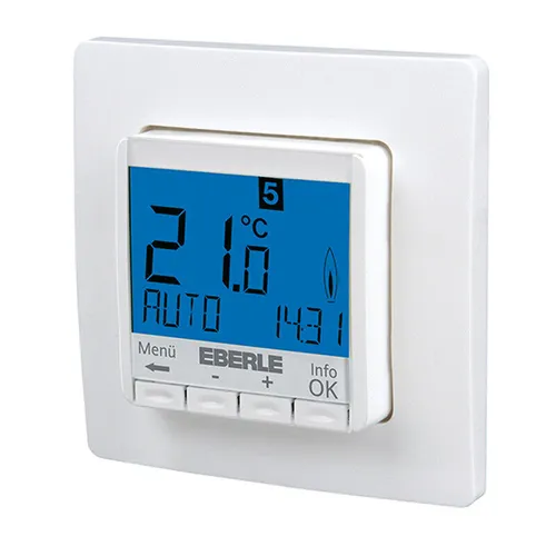 Eberle 527810355100 Unterputz Uhrenthermostat - Digitaler Temperaturregler für Warmwasserfußbodenheizung, große blaue Anzeige und energiesparende Funktionen