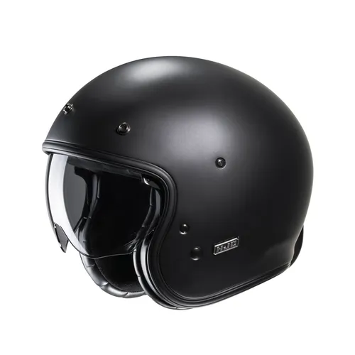 HJC V31 Solid Retro Jethelm, schwarz, Größe XL - Motorradhelm mit fortschrittlicher Glasfaserverbundschale und verstellbarem getöntem Sonnen-Visier für optimalen Komfort und Sicht.