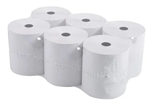 Exacompta 43821E 6er Pack Thermopapierrollen 1-lagig Breite: 80mm, Länge: 72m, Durchmesser Kern: 12mm 55g/m² rückseitig bedruckt für Kassen Kassenrolle
