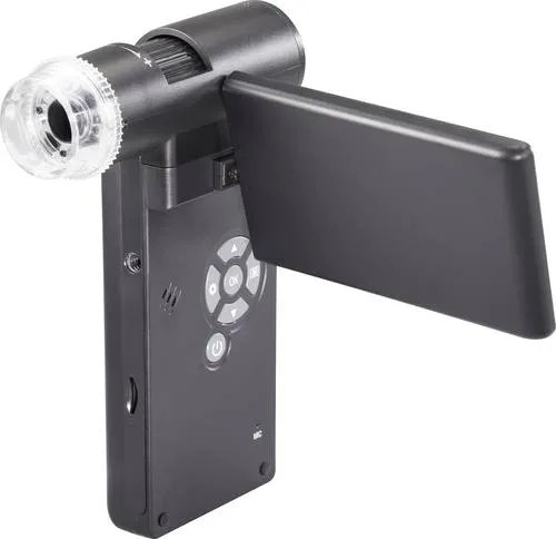 TOOLCRAFT Mikroskop-Kamera 12 Megapixel mit Monitor - Mikroskop mit bis zu 300-facher digitaler Vergrößerung und 12 MP Auflösung, ideal für den mobilen Einsatz und ausgestattet mit großem Bildschirm und Polarisator-Technologie.