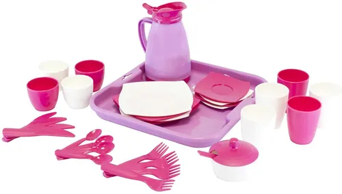 WADER QUALITY TOYS Spielgeschirr Kaffee Speise Service 34 tlg GIRL Tablett, (Set)