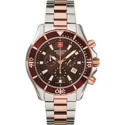 Swiss Alpine Military Herren Armbanduhr 7040.9156 - Sportliche Chronographen-Uhr mit 10 ATM Wasserdichtigkeit, hochwertigem Edelstahlarmband und kratzfestem Mineralglas für den perfekten Tragekomfort im Alltag.