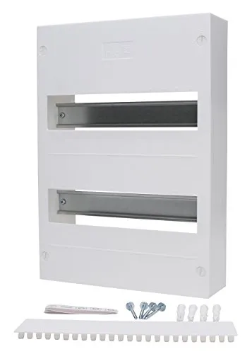 Kopp 344612008 Aufputz-Verteilerkasten ohne Tür, für 24 Pole, 2-reihig, IP30, mit Klemmleiste und Zubehör