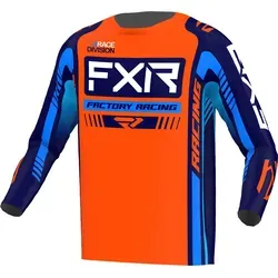 FXR Clutch Pro 2023 Motocross Jersey, blau-orange, Größe L - Motocross-Jerseys mit optimaler Passform und schnelltrocknendem, feuchtigkeitsableitendem Polyester-Birdseye-Gewebe für maximalen Komfort.