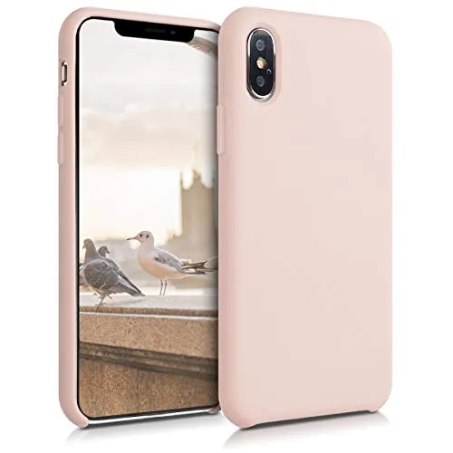kwmobile Hülle kompatibel mit Apple iPhone XS Hülle - Silikon Handy Case - Handyhülle weiche Oberfläche - kabelloses Laden - Altrosa