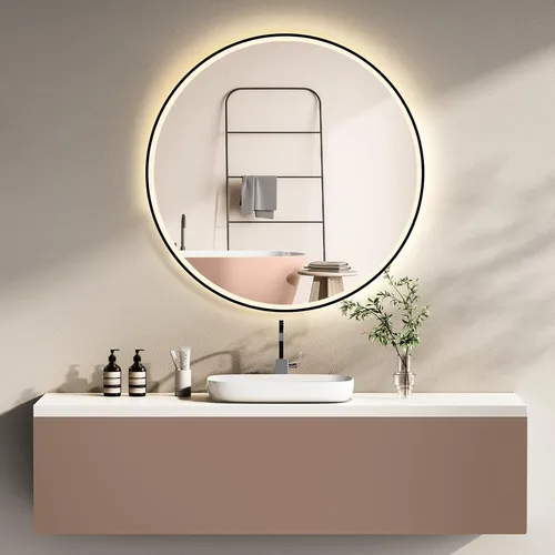 HOKO Design Badspiegel rund 80 cm Amsterdam in schwarz von PonteSino