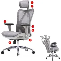 SIHOO Ergonomischer Bürostuhl mit verstellbaren Armlehnen - Bürostuhl mit 150 kg Belastbarkeit, ideal für stundenlanges Arbeiten. Die atmungsaktive Netzbespannung sorgt für Komfort, während die anpassbare Lendenwirbelstütze Rückenprobleme vorbeugt.