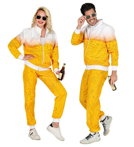BIER TRAININGSANZUG - Oberteil und Hose für Karneval & Partys - Jungenkostüme: Bequemes Bierkostüm-Set in Größe L, perfekt für Karneval und Partys, inspiriert von frisch gezapftem Bier - ein echter Hingucker!