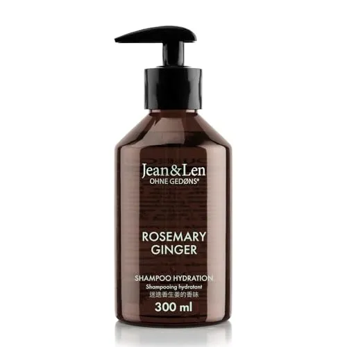 Jean & Len Feuchtigkeit Shampoo Rosemary & Ginger - Shampoo für trockenes Haar mit Feuchtigkeitskomplex, revitalisiert die Haarstruktur und sorgt für seidigen Glanz – ohne Parabene und Silikone, 300 ml