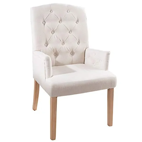 invicta INTERIOR Eleganter Armlehnen Stuhl Castle beige - Esszimmerstuhl im Landhausstil mit Chesterfield Steppung, hoher Rückenlehne und bequemer Polsterung für maximalen Komfort und einen eleganten Look.