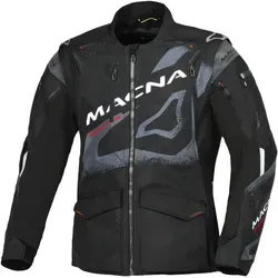 Macna Landmark Motocross Jacke 2XL - Motorradjacke für warme Fahrbedingungen, mit atmungsaktivem Mesh-Futter und stylischem Design in schwarz-grau-weiß.