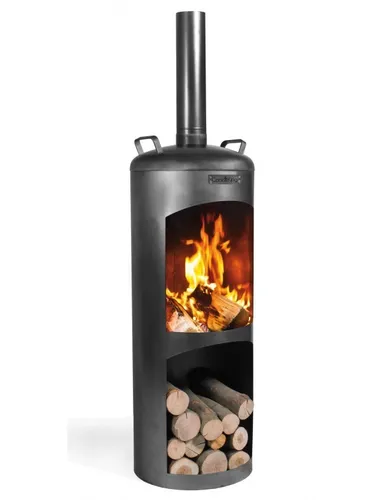 Gartenkamin Faro Gartenofen H 158 cm zum Heizen und Grillen Terrassenofen Stahl