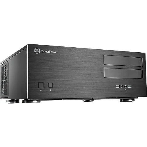 SilverStone Technology SST-GD08B - HTPC ATX Desktop Gehäuse - PC-Gehäuse mit hochleistungsfähigem, geräuscharmen Kühlsystem und hervorragendem Überdruckdesign für optimale Kühlung und Staubschutz. Unterstützt bis zu 12 Laufwerke und Extended-ATX-Motherboards.