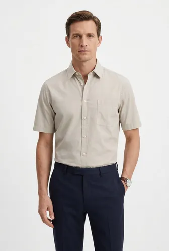 BOSS ORANGE Kurzarmhemd Regular Fit in Grau