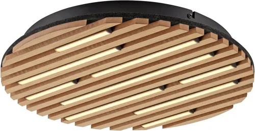 OTTO home Deckenleuchte Ullii Akustikpaneele, LED fest integriert, Warmweiß, schwarze LED Diffuser, Holz, Akustik, Paneele, 3000K - Ø 40 cm