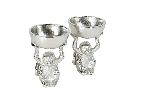Artra Design GmbH Deko Figur AFFE 'Cheeta' 2er Set Deko AFFE Tischdeko Geschenk Silber Schale
