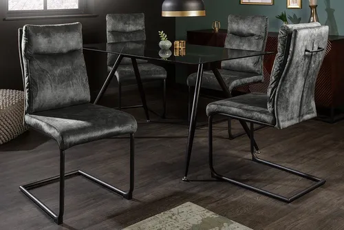 riess-ambiente Freischwinger COMFORT grün - Freischwinger mit edlem Samtbezug in grün, bietet hohen Sitzkomfort und einen praktischen Komfortgriff – ideal für modernes Wohnen.