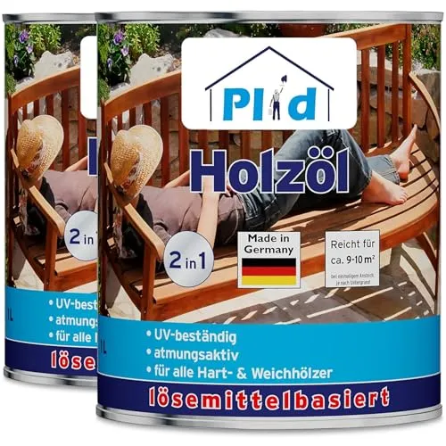 Holzöl 2L Farblos - Pflegeöl für Gartenmöbel - Holzöle für ca. 20m², schnelltrocknend und ideal für Teakholz, schützt und pflegt Ihre Gartenmöbel effektiv.