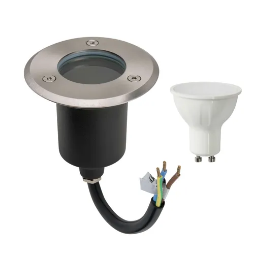 6W Kaltweiß LED Bodenspotleuchte aus Edelstahl - Elegante Bodenstrahler mit GU10 Fassung, 2000KG belastbar und wasserfest (IP67) - ideal für Garten und Terrasse, kein Trafo nötig!