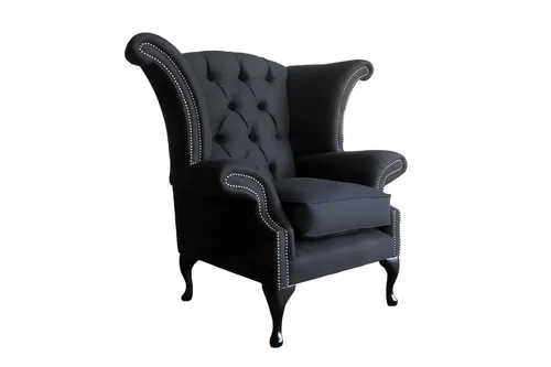 JVmoebel Ohrensessel Chesterfield Ohrensessel in Schwarz mit hochwertigem Textilbezug (Chesterfield Ohrensessel - 353), Made in Europa