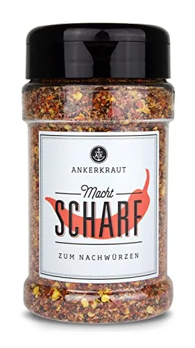 Ankerkraut Macht scharf mit Chilischrot, 165g im Streuer, einfach würzen, Gewürz-Mischung, ohne Geschmacksverstärker, Chili-Klassiker mit Cayenne-Pfeffer