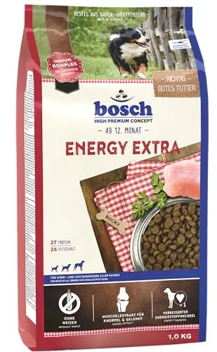 bosch HPC Energy Extra | Hundetrockenfutter für Sport- und Leistungshunde aller Rassen | 1 x 1 kg